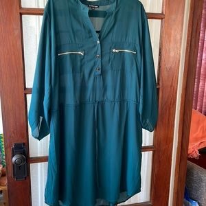 Charlotte Russe button up shirt dress with zipper chest pockets 2X